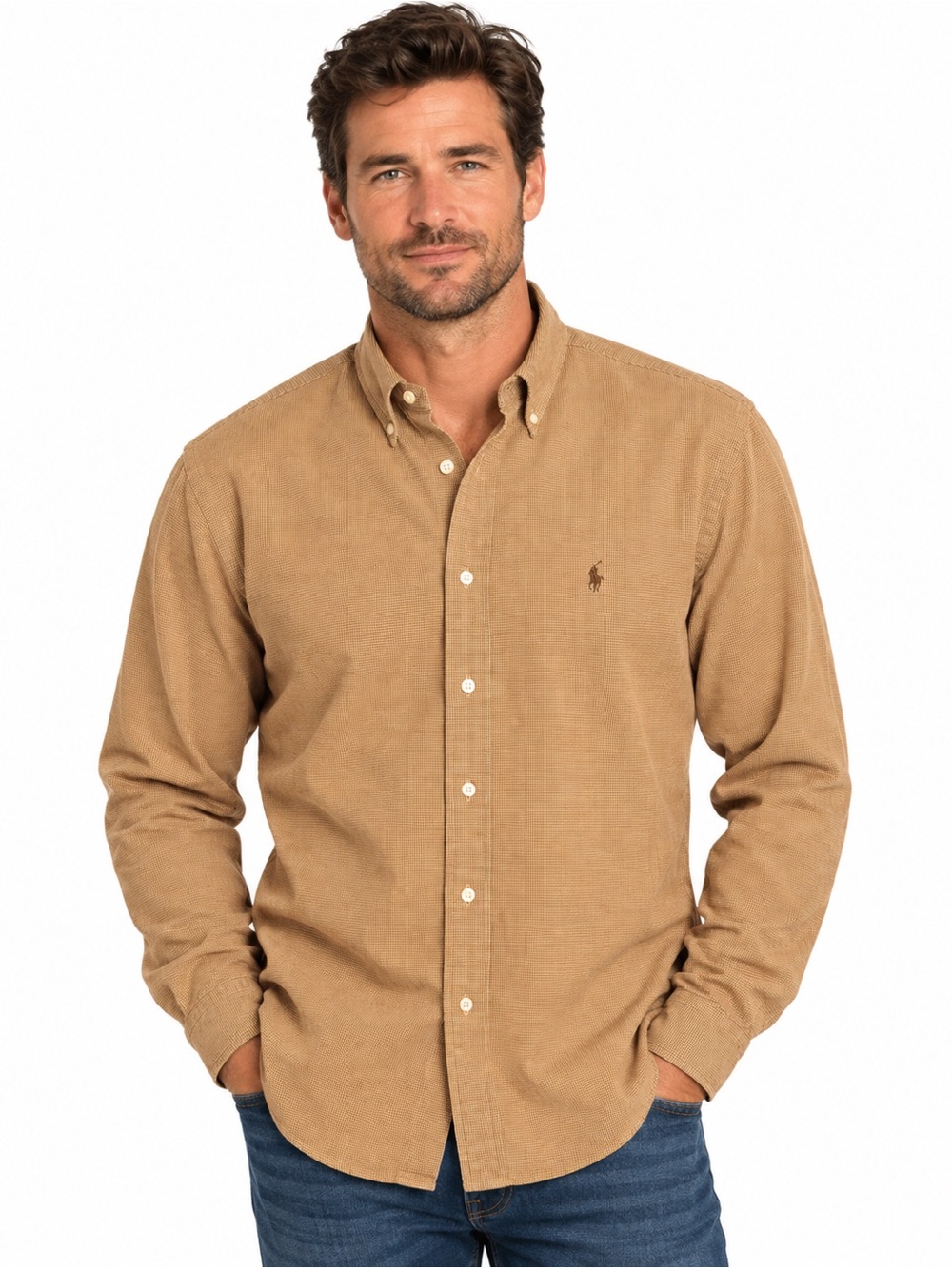 Ralph Lauren Men's Camel Corduroy Button-Down Shirt
